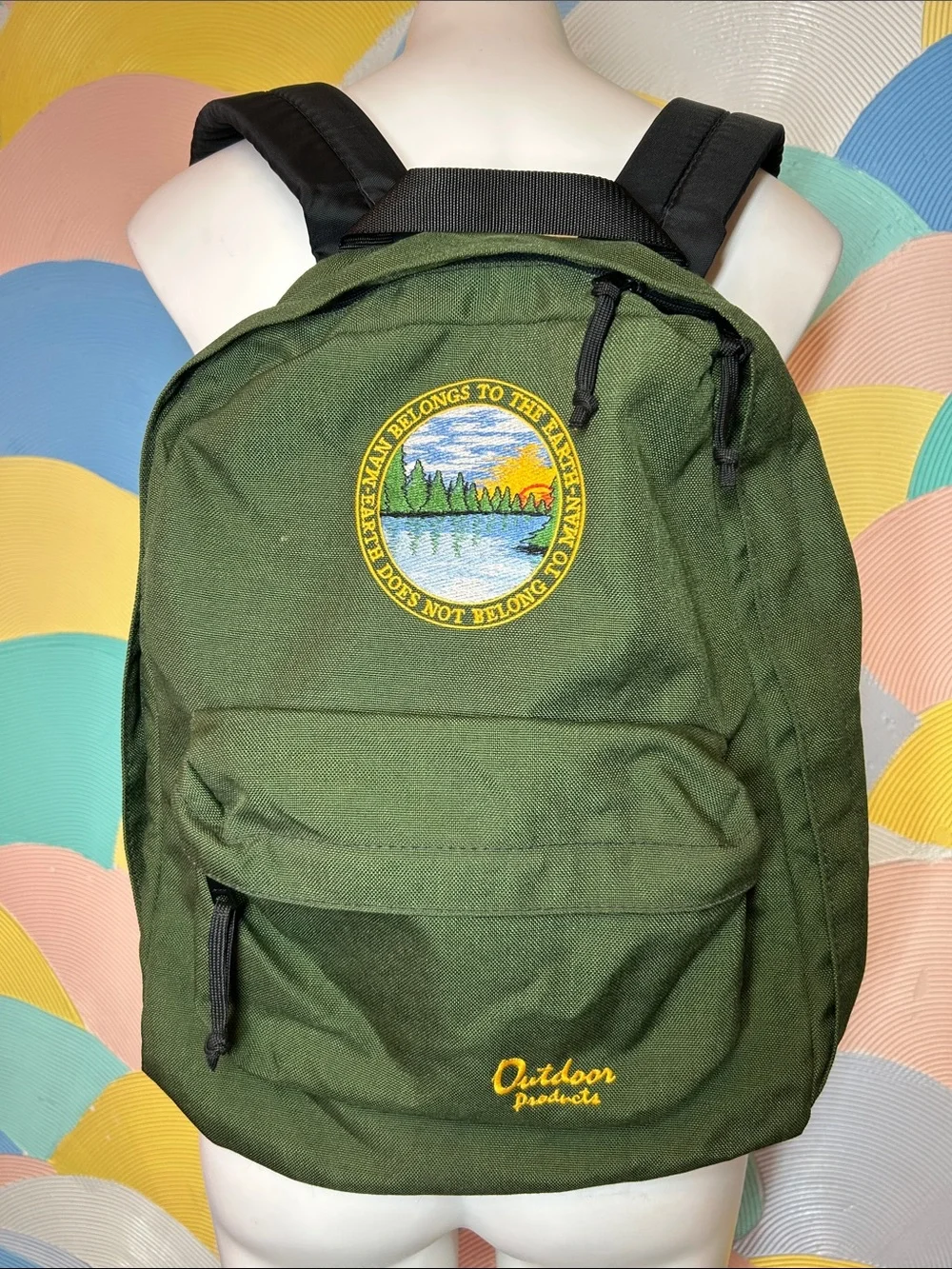 Outdoor Products Men's Olive Green Backpack with Nature Patch